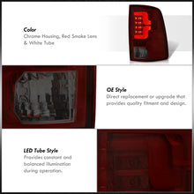 Load image into Gallery viewer, Dodge Ram 1500 2009-2018 / 2500 3500 2010-2018 LED Bar Tail Lights Chrome Housing Red Smoke Len White Tube (Excluding OEM LED Models)