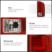 Load image into Gallery viewer, Dodge Ram 1500 2002-2006 / 2500 3500 2003-2006 LED Bar Tail Lights Chrome Housing Red Len White Tube (Excluding OEM LED Models)