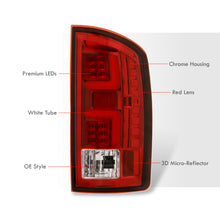 Load image into Gallery viewer, Dodge Ram 1500 2002-2006 / 2500 3500 2003-2006 LED Bar Tail Lights Chrome Housing Red Len White Tube (Excluding OEM LED Models)