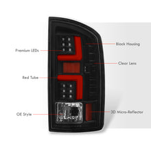 Load image into Gallery viewer, Dodge Ram 1500 2002-2006 / 2500 3500 2003-2006 LED Bar Tail Lights Black Housing Clear Len Red Tube (Excluding OEM LED Models)
