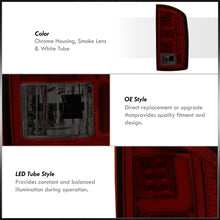 Load image into Gallery viewer, Dodge Ram 1500 2002-2006 / 2500 3500 2003-2006 LED Bar Tail Lights Chrome Housing Red Smoke Len White Tube (Excluding OEM LED Models)