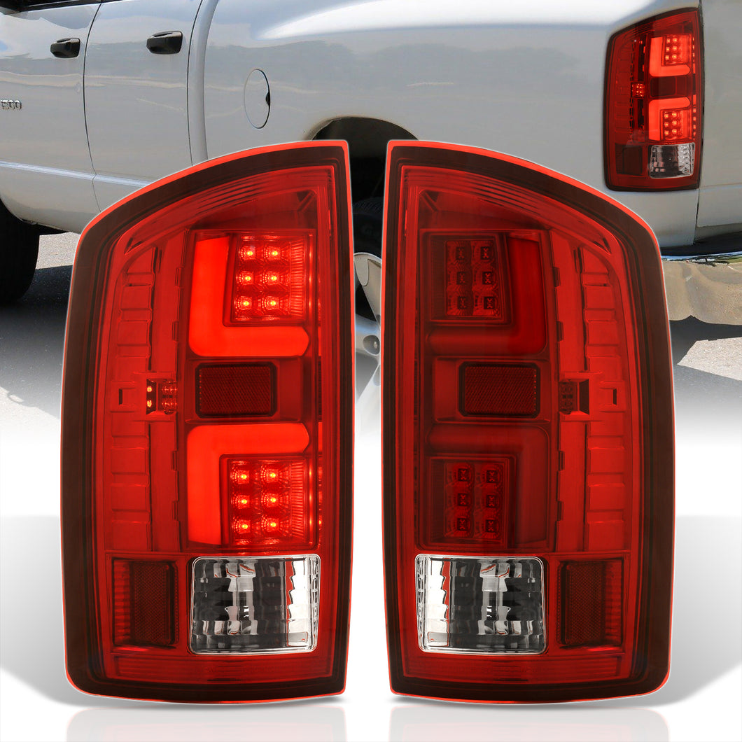 Dodge Ram 1500 2007-2008 / 2500 3500 2007-2009 LED Bar Tail Lights Chrome Housing Red Len White Tube (Excluding OEM LED Models)
