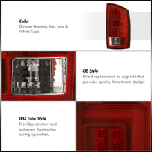 Load image into Gallery viewer, Dodge Ram 1500 2007-2008 / 2500 3500 2007-2009 LED Bar Tail Lights Chrome Housing Red Len White Tube (Excluding OEM LED Models)