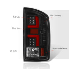 Load image into Gallery viewer, Dodge Ram 1500 2007-2008 / 2500 3500 2007-2009 LED Bar Tail Lights Black Housing Clear Len Red Tube (Excluding OEM LED Models)