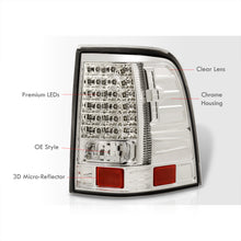 Load image into Gallery viewer, Ford Explorer 2002-2005 LED Tail Lights Chrome Housing Clear Len
