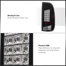 Load image into Gallery viewer, Ford F150 1997-2003 / F250 Light Duty 1997-1999 / F250 F350 F450 F550 Super Duty 1999-2007 LED Tail Lights Black Housing Clear Len (Styleside Models Only)