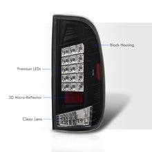 Load image into Gallery viewer, Ford F150 1997-2003 / F250 Light Duty 1997-1999 / F250 F350 F450 F550 Super Duty 1999-2007 LED Tail Lights Black Housing Clear Len (Styleside Models Only)