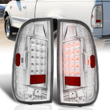 Load image into Gallery viewer, Ford F150 1997-2003 / F250 Light Duty 1997-1999 / F250 F350 F450 F550 Super Duty 1999-2007 LED Tail Lights Chrome Housing Clear Len (Styleside Models Only)