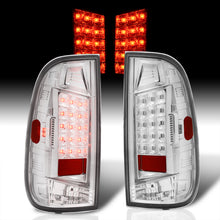 Load image into Gallery viewer, Ford F150 1997-2003 / F250 Light Duty 1997-1999 / F250 F350 F450 F550 Super Duty 1999-2007 LED Tail Lights Chrome Housing Clear Len (Styleside Models Only)