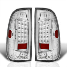 Load image into Gallery viewer, Ford F150 1997-2003 / F250 Light Duty 1997-1999 / F250 F350 F450 F550 Super Duty 1999-2007 LED Tail Lights Chrome Housing Clear Len (Styleside Models Only)