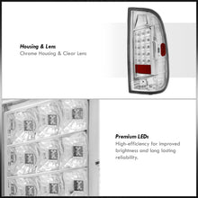 Load image into Gallery viewer, Ford F150 1997-2003 / F250 Light Duty 1997-1999 / F250 F350 F450 F550 Super Duty 1999-2007 LED Tail Lights Chrome Housing Clear Len (Styleside Models Only)