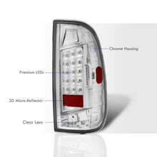 Load image into Gallery viewer, Ford F150 1997-2003 / F250 Light Duty 1997-1999 / F250 F350 F450 F550 Super Duty 1999-2007 LED Tail Lights Chrome Housing Clear Len (Styleside Models Only)