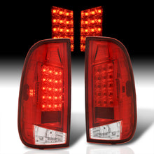 Load image into Gallery viewer, Ford F150 1997-2003 / F250 Light Duty 1997-1999 / F250 F350 F450 F550 Super Duty 1999-2007 LED Tail Lights Chrome Housing Red Len (Styleside Models Only)