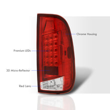 Load image into Gallery viewer, Ford F150 1997-2003 / F250 Light Duty 1997-1999 / F250 F350 F450 F550 Super Duty 1999-2007 LED Tail Lights Chrome Housing Red Len (Styleside Models Only)