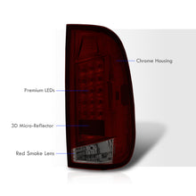 Load image into Gallery viewer, Ford F150 1997-2003 / F250 Light Duty 1997-1999 / F250 F350 F450 F550 Super Duty 1999-2007 LED Tail Lights Chrome Housing Red Smoke Len (Styleside Models Only)