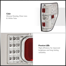 Load image into Gallery viewer, Ford F150 Styleside 2009-2014 LED Bar Tail Lights Chrome Housing Clear Len White Tube