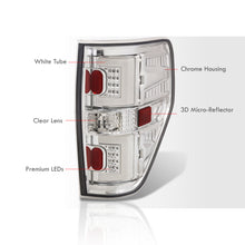 Load image into Gallery viewer, Ford F150 Styleside 2009-2014 LED Bar Tail Lights Chrome Housing Clear Len White Tube