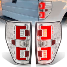 Load image into Gallery viewer, Ford F150 Styleside 2009-2014 LED Bar Tail Lights Chrome Housing Clear Len Red Tube