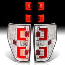 Load image into Gallery viewer, Ford F150 Styleside 2009-2014 LED Bar Tail Lights Chrome Housing Clear Len Red Tube