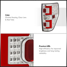 Load image into Gallery viewer, Ford F150 Styleside 2009-2014 LED Bar Tail Lights Chrome Housing Clear Len Red Tube