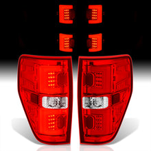 Load image into Gallery viewer, Ford F150 Styleside 2009-2014 LED Bar Tail Lights Chrome Housing Red Len White Tube