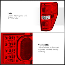 Load image into Gallery viewer, Ford F150 Styleside 2009-2014 LED Bar Tail Lights Chrome Housing Red Len White Tube