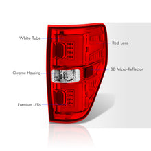 Load image into Gallery viewer, Ford F150 Styleside 2009-2014 LED Bar Tail Lights Chrome Housing Red Len White Tube