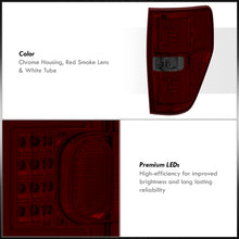 Load image into Gallery viewer, Ford F150 Styleside 2009-2014 LED Bar Tail Lights Chrome Housing Red Smoke Len White Tube
