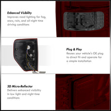 Load image into Gallery viewer, Ford F150 Styleside 2009-2014 LED Bar Tail Lights Chrome Housing Red Smoke Len White Tube