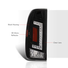 Load image into Gallery viewer, Ford F150 1997-2003 / F250 Light Duty 1997-1999 / F250 F350 F450 F550 Super Duty 1999-2007 LED Tail Lights Black Housing Clear Len (Styleside Models Only)