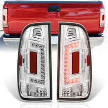 Load image into Gallery viewer, Ford F150 1997-2003 / F250 Light Duty 1997-1999 / F250 F350 F450 F550 Super Duty 1999-2007 LED Tail Lights Chrome Housing Clear Len (Styleside Models Only)