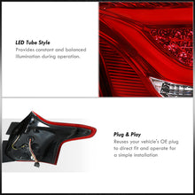 Load image into Gallery viewer, Ford Focus Hatchback 2012-2014 LED Bar Tail Lights Chrome Housing Red Len White Tube