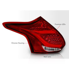 Load image into Gallery viewer, Ford Focus Hatchback 2012-2014 LED Bar Tail Lights Chrome Housing Red Len White Tube