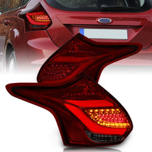 Load image into Gallery viewer, Ford Focus Hatchback 2012-2014 LED Bar Tail Lights Chrome Housing Red Smoke Len White Tube