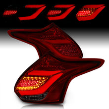 Load image into Gallery viewer, Ford Focus Hatchback 2012-2014 LED Bar Tail Lights Chrome Housing Red Smoke Len White Tube