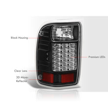 Load image into Gallery viewer, Ford Ranger 2001-2011 LED Tail Lights Black Housing Clear Len (Excluding STX Models)