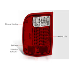 Load image into Gallery viewer, Ford Ranger 2001-2011 LED Tail Lights Chrome Housing Red Len (Excluding STX Models)