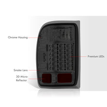 Load image into Gallery viewer, Ford Ranger 1993-1999 LED Tail Lights Chrome Housing Smoke Len
