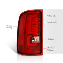 Load image into Gallery viewer, GMC Sierra 1500 2007-2013 / 2500HD 3500HD 2007-2014 LED Bar Tail Lights Chrome Housing Red Len White Tube (Excluding OEM LED & Dually Models)