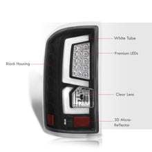 Load image into Gallery viewer, GMC Sierra 1500 2500HD 3500HD 2014-2018 LED Bar Tail Lights Black Housing Clear Len White Tube (Excluding OEM LED & Dually Models)