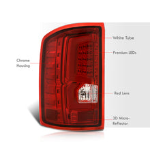 Load image into Gallery viewer, GMC Sierra 1500 2500HD 3500HD 2014-2018 LED Bar Tail Lights Chrome Housing Red Len White Tube (Excluding OEM LED & Dually Models)