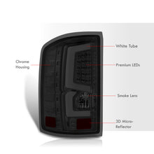 Load image into Gallery viewer, GMC Sierra 1500 2500HD 3500HD 2014-2018 LED Bar Tail Lights Chrome Housing Smoke Len White Tube (Excluding OEM LED & Dually Models)
