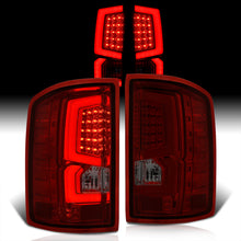Load image into Gallery viewer, GMC Sierra 1500 2500HD 3500HD 2014-2018 LED Bar Tail Lights Chrome Housing Red Smoke Len White Tube (Excluding OEM LED & Dually Models)