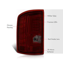 Load image into Gallery viewer, GMC Sierra 1500 2500HD 3500HD 2014-2018 LED Bar Tail Lights Chrome Housing Red Smoke Len White Tube (Excluding OEM LED & Dually Models)
