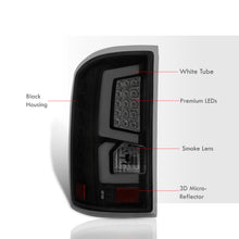 Load image into Gallery viewer, GMC Sierra 1500 2500HD 3500HD 2014-2018 LED Bar Tail Lights Black Housing Smoke Len White Tube (Excluding OEM LED & Dually Models)