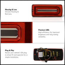Load image into Gallery viewer, Mercedes Benz G-Class W463 G500 G550 G55 G63 1990-2018 Sequential LED Tail Lights Chrome Housing Red Len (Version 2 - W463 Style)