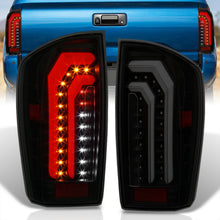 Load image into Gallery viewer, Toyota Tacoma 2016-2023 Sequential LED Bar Tail Lights Black Housing Smoke Len White Tube (Version 2)