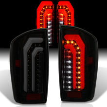 Load image into Gallery viewer, Toyota Tacoma 2016-2023 Sequential LED Bar Tail Lights Black Housing Smoke Len White Tube (Version 2)