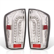 Load image into Gallery viewer, Toyota Tacoma 2016-2023 Sequential LED Bar Tail Lights Chrome Housing Clear Len White Tube (Version 2)