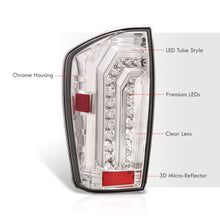 Load image into Gallery viewer, Toyota Tacoma 2016-2023 Sequential LED Bar Tail Lights Chrome Housing Clear Len White Tube (Version 2)